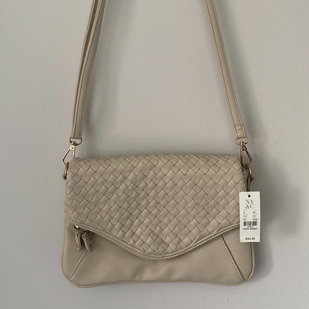 NWT Beige Cream Braid Crossbody Bag